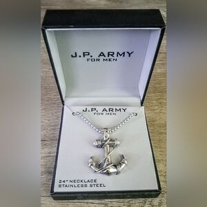 J.P. ARMY Men's stainless steel anchor nautical necklace Pendant NEW NWT
